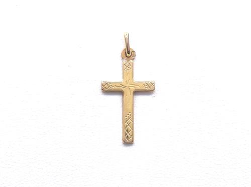 9ct Yellow Gold Patterned Cross