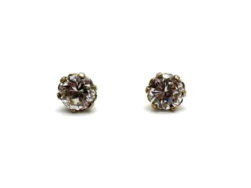 9ct Yellow Gold CZ Solitaire Earrings