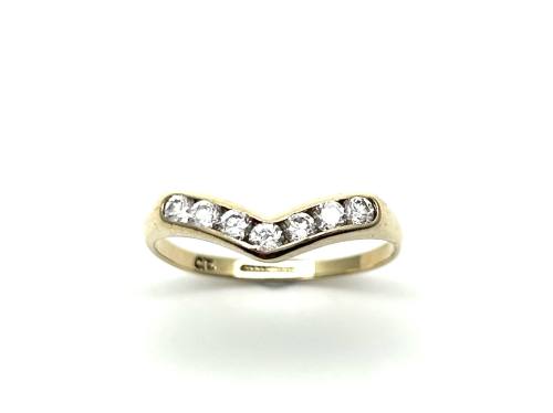 9ct Yellow Gold CZ Wishbone Ring