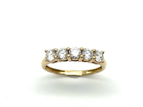 18ct Yellow Gold CZ 5 Stone Ring