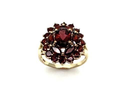 9ct Yellow Gold Garnet Cluster Ring