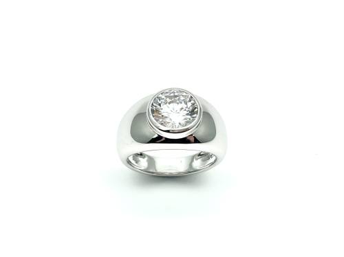 Silver CZ Solitaire Ring