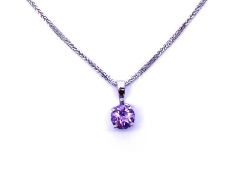 9ct White Gold Amethyst Pendant & Chain