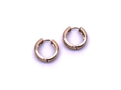 9ct Yellow Gold Patterned Hoop Earrings