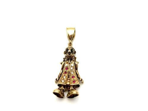 9ct Yellow Gold C.Z Clown Pendant