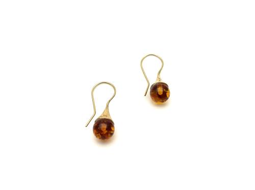 9ct Yellow Gold Amber Drop Earrings