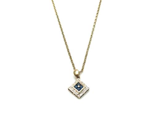 9ct Sapphire & Diamond Pendant & Chain