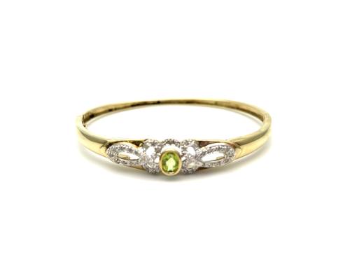 9ct Yellow Peridot & Diamond Bangle