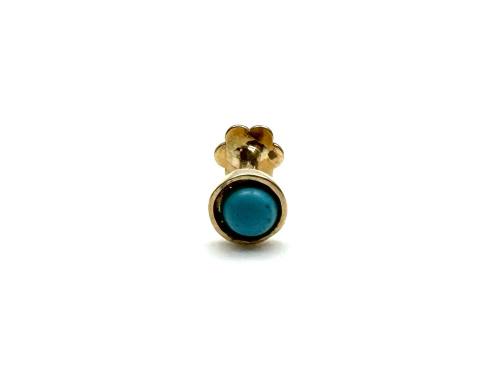 9ct Yellow Gold Turquoise Cartilage Labret Earring