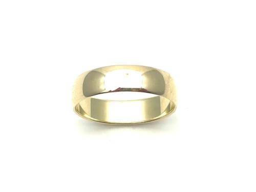 9ct Yellow Gold D Shaped Wedding Ring 5mm