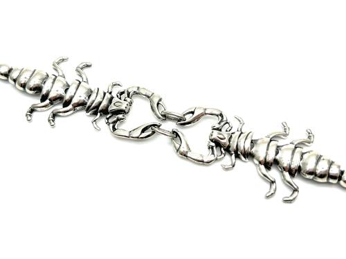 Silver Double Scorpion Flexible Bracelet