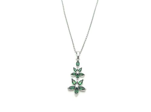 Silver CZ Star Flower Pendant & Chain