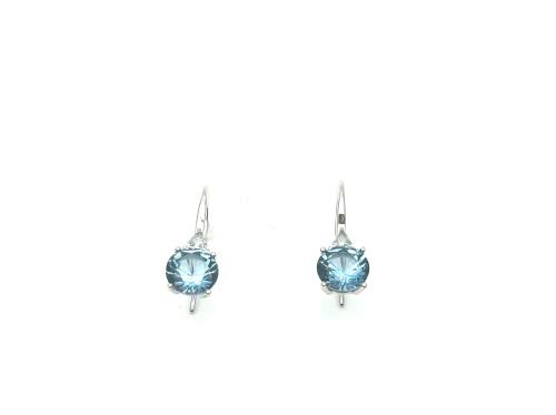 Silver Pale Blue & Clear CZ Drop Earrings