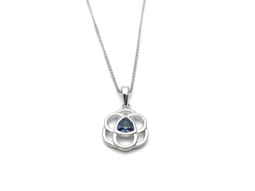 Silver Celtic Purple CZ Pendant & Spiga Chain