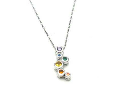 Silver Multi CZ Bubble Drop Pendant & Chain