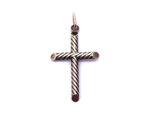 9ct Yellow Gold Patterned Cross Pendant