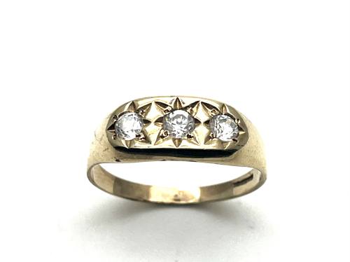 9ct Yellow Gold CZ 3 Stone Ring