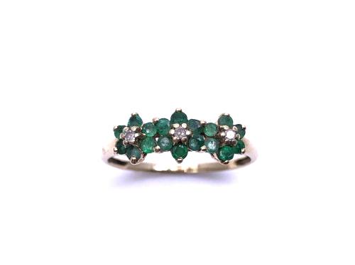 9ct Yellow Gold Emerald & Diamond Ring