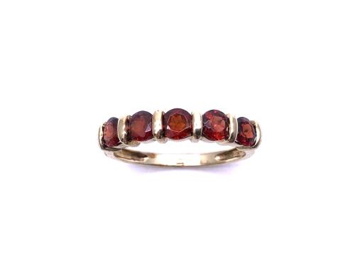 9ct Yellow Gold Garnet 5 Stone Ring