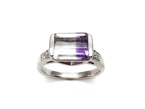 9ct Bi-Colour Amethyst & Diamond Ring