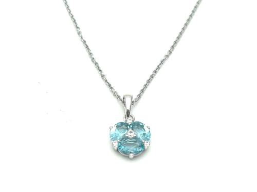 Silver CZ Lily Pendant & Anchor Chain 16-18 Inch