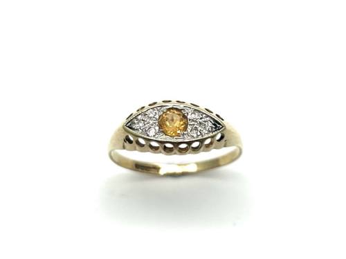 9ct Yellow Gold Citrine & Diamond Ring