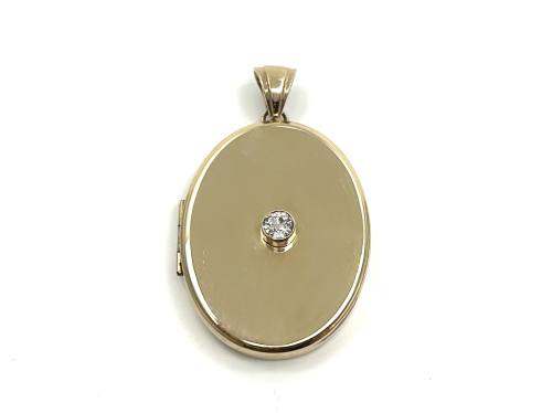 9ct Yellow Gold Diamond Oval Locket