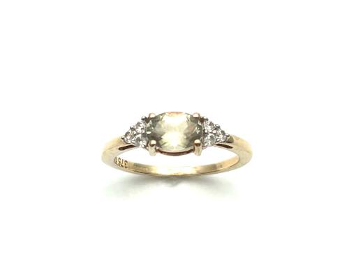 9ct Epidore & Zircon Solitaire Ring