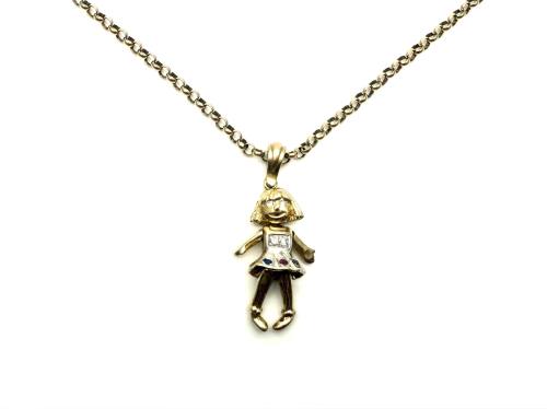 9ct Yellow Gold CZ Girl Pendant & Chain