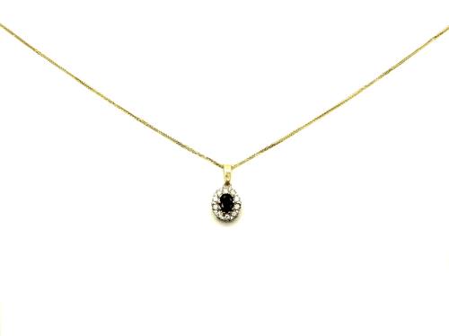 18ct Sapphire & Diamond Pendant & Chain