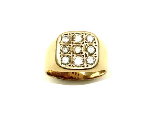 9ct Yellow Gold Diamond Gents Ring