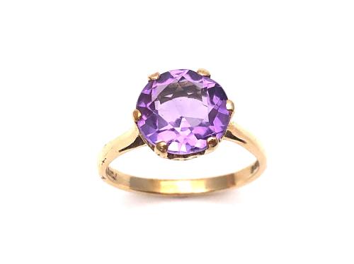 9ct Yellow Gold Amethyst Solitaire Ring