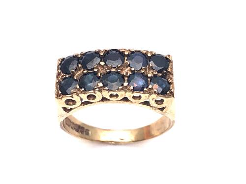 9ct Yellow Gold Sapphire Pave Ring