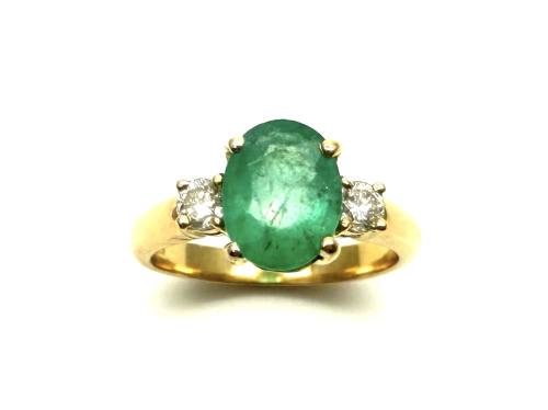 18ct Yellow Gold Emerald & Diamond Ring