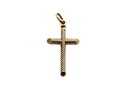 9ct Yellow Gold Patterned Cross Pendant