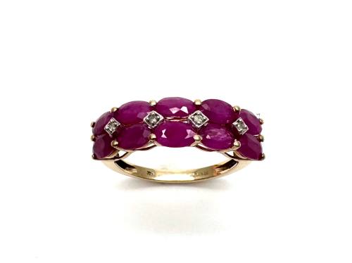 9ct Yellow Gold Ruby & Diamond Ring