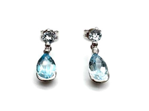 9ct Blue Topaz Drop Earrings