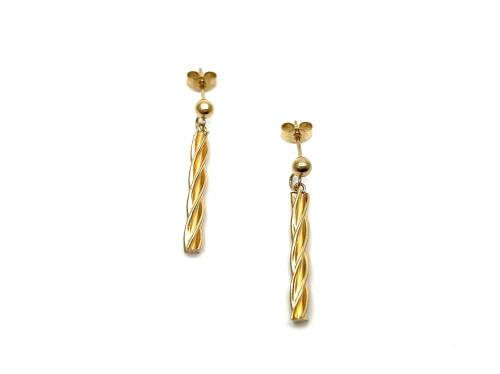 9ct Yellow Gold Twisted Drop Earrings