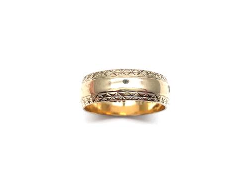 9ct Yellow Gold Patterned Wedding Ring