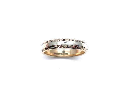 9ct 2 Colour Patterned Wedding Ring