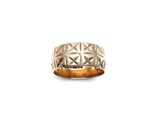 9ct Yellow Gold Patterned Wedding Ring