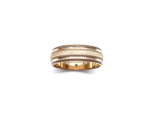 9ct Yellow Gold Patterned Wedding Ring