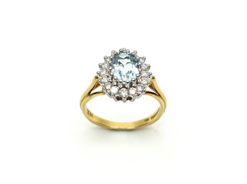 18ct Gold Aquamarine & Diamond Ring