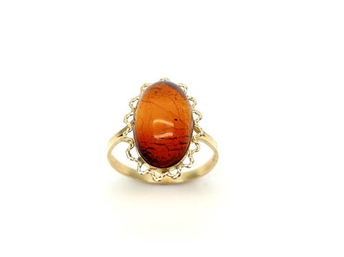 9ct Yellow Gold Amber Solitaire Ring