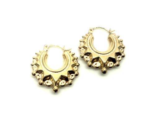 9ct Yellow Gold Round Creole Hoop Earrings