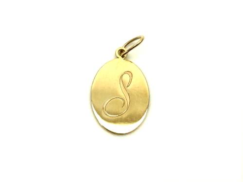 9ct Yellow Gold Initial 'S' Disc Pendant