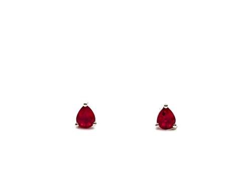 18ct White Gold Pear Shape Ruby Solitaire Earrings