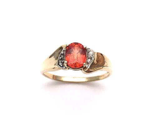 9ct Orange Sapphire & Diamond Ring