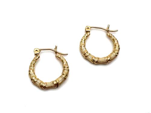 9ct Yellow Gold Bamboo Hoop Earrings