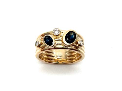 9ct Gold Sapphire & Diamond Fancy Dress Ring